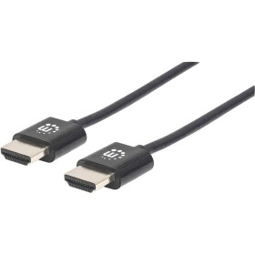 Manhattan HDMI kabel Zástrčka HDMI-A, Zástrčka HDMI-A 1.00 m černá 394352 fóliové stínění, stínění pletivem, High Speed HDMI s Ethernetem, kulatý, UL