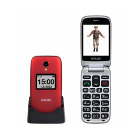 EVOLVEO EasyPhone FS, vyklápěcí mobilní telefon 2.8" pro seniory s nabíjecím stojánkem (červená barva) EDF_546947