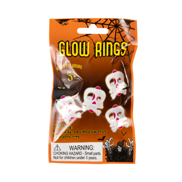 Svítící prstýnek Lebka 4 ks - Albi