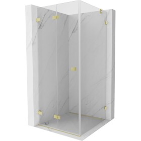 MEXEN/S - Lunar-F sprchový kout skládací dveře levá 70 x 70, transparent, zlato kartáčovaná 836-070-070-55-00-L