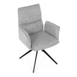 Židle jídelní, šedá látka, 360° vratný mechanismus, černý kov