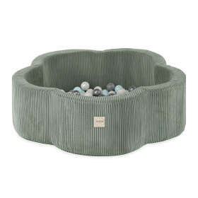 PLUSH NEST PLUSH NEST Suchý bazén Květinová zóna prémiový manšestr zelený 95 × 30 cm s 200 míčky