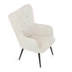 Křeslo "ušák", potah krémová látka, nohy černý kov