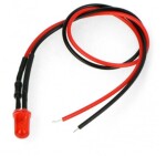 LED dioda s rezistorem na vodiči - Červená, 5 mm 5 - 9V