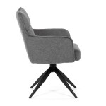 Židle jídelní, taštičkové pružiny v sedáku, 180° otočný mechanismus, šedá voděodolná látka, černý kov