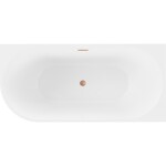 MEXEN/S - Mia volně stojící rohová vana pravá 180 x 80, bílá, sifon a přepad měď kartáčovaná 52691808000P-65