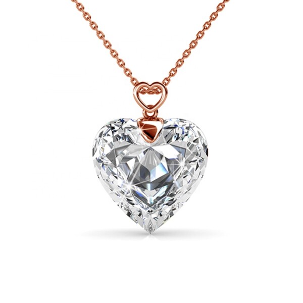 Royal Fashion stříbrný pozlacený Swarovski náhrdelník Srdce DPS0520
