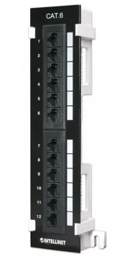 Intellinet Patch panel Cat6 UTP černý / 12 portů / RJ-45 / do racku (560269)