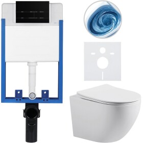 CERANO Kompletní podomítkový WC set Profi/Cesso - bílá matná - WC tlačítko Line, černá matná - k zazdění - 49x36 cm - 8050BD84368