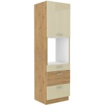 Vysoká skříňka pro vestavnou troubu Artisan 60 DPS-210 3S 1F - Premium Box Barva korpusu: Dub artisan, Barva dvířek: Bílý lesk