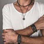 Luxusní pánský náhrdelník s černým onyxem Antonio, Černá 45 cm