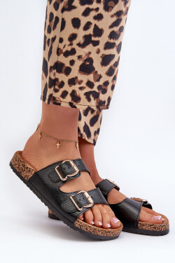 Dámské žabky s přezkami černé Fronila 39