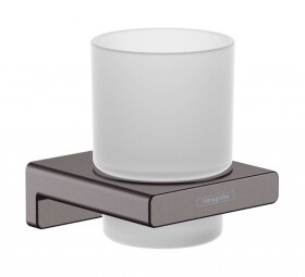 HANSGROHE - AddStoris Sklenka na kartáčky a pastu s držákem, matné sklo/kartáčovaný černý chrom 41749340