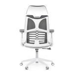 Židle kancelářská, tmavě šedá síťovina MESH, bílý plast, plastový kříž