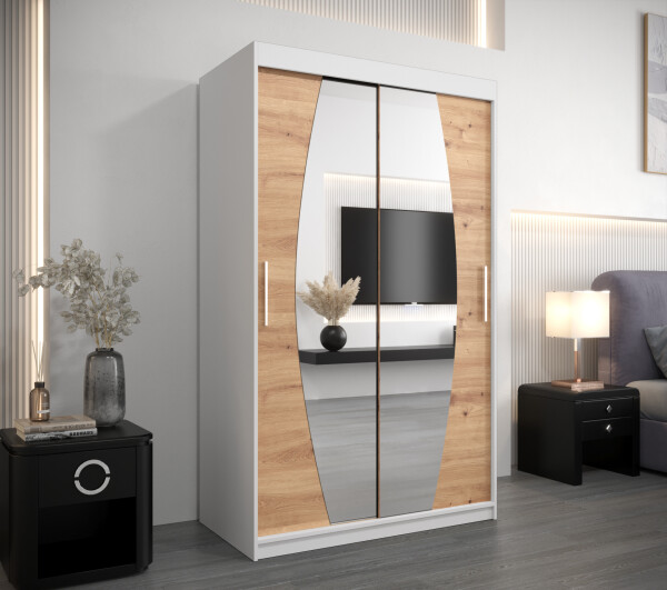 Šatní skříň Abi E0 Barva korpusu: Bílá, Rozměry: 120 cm, Dveře: Dub artisan