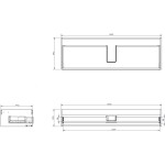 MEXEN/S - Orio koupelnová skříňka pod umyvadlo 140 cm s deskou, 1 šuplík, šedá mat 91A10-14023-1-BFC62