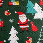 DumDekorace Prošívaný vánoční přehoz s motivem Santa Clause - zelený dekorativní přehoz Šířka: 200 cm | Délka: 220 cm