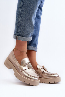 Kožené polobotky mokasíny s ozdobou CheBello 4291 zlaté 41