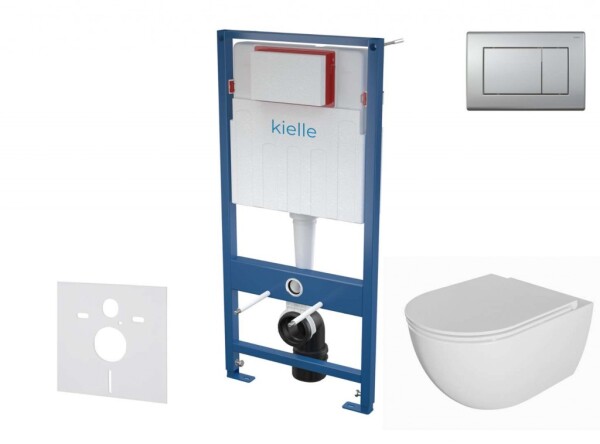 Kielle - Genesis Set předstěnové instalace, klozetu Oudee, sedátka softclose a tlačítka Gemini III, matný chrom 30505SS70