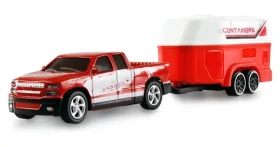AMEWI RC Pickup Die Cast s karavanem červená