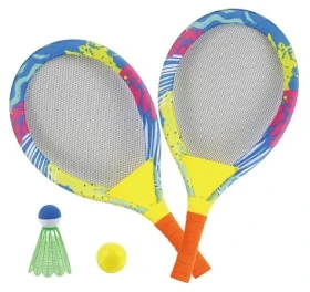 Dětská sada na tenis a badminton 2v1 / Sportovní sada / 2x raketa / míček / košíček / od 3 let