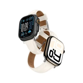 AmazingThing Class Band Apple Watch 45/46/49mm světle béžová / Kožený řemínek pro Apple Watch