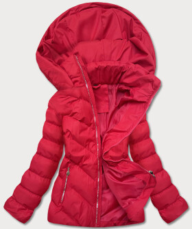 Krátká červená dámská zimní bunda (5M725-270) odcienie czerwieni XL (42)