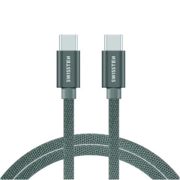 Swissten 71528202 nabíjecí a synchronizační, USB-C na USB-C, USB 2.0, 3A, opletený, 2m, stříbrný