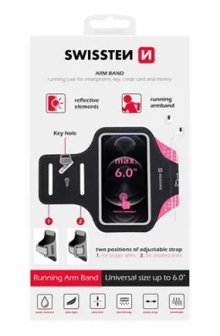 SWISSTEN ARMBAG CASE pouzdro pro 6 růžová / Obvod paže: až 38cm (32903600)