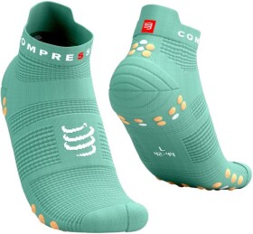 Běžecké kompresní ponožky Compressport Pro Racing Socks v4.0 Run Low - CREME DE MENTHE/PAPAYA PUNCH Velikost: EU 45-48