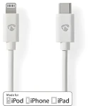 Nedis Lightning kabel 2 m bílá / Datový kabel / USB-C (M) - Lightning 8-pin (M) / USB 2.0 / 480 Mbps (CCGL39650WT20)