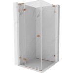 MEXEN/S - Lunar L sprchový kout dveře křídlové levá 70 x 70, transparent, měď kartáčovaná 834L-070-070-65-00-L