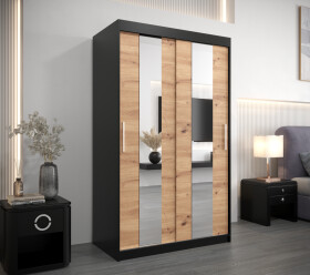 Šatní skříň Abi Po Barva korpusu: Černá, Rozměry: 100 cm, Dveře: Dub artisan