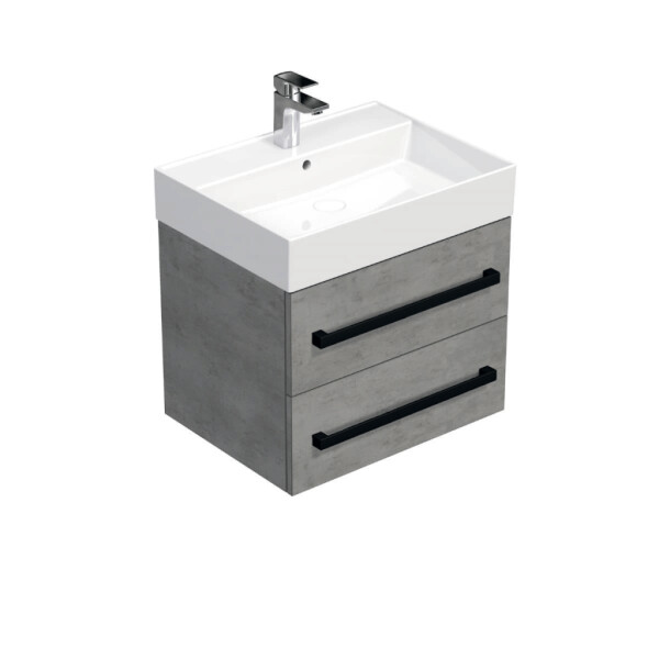 Koupelnová skříňka s černou úchytkou a umyvadlem SAT Cube Way 60x53x46 cm beton mat CUBE46C603BESAT CUBE46C603BESAT