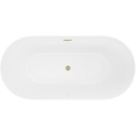 MEXEN/S - Luna Slim volně stojící vana 170 x 75, bílá, sifon a přepad zlatá kartáčovaná 52041707500-55