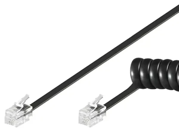Goobay RJ10 černý / Telefonní kabel / kroucený / pro sluchátko / 4 m (68002)