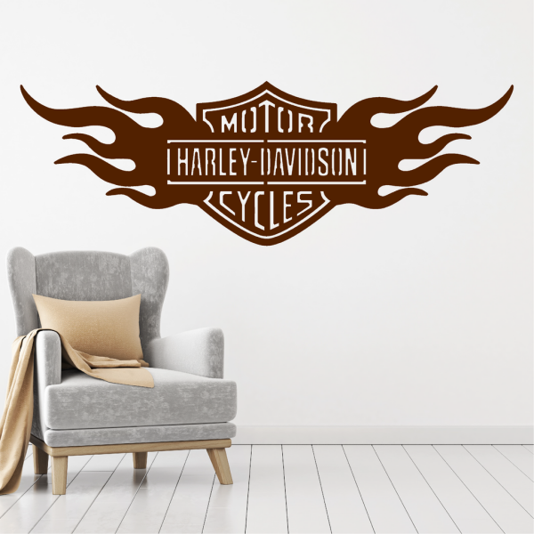 Samolepka Harley Davidson oheň Barva: hnědá, Velikost: 80 x 26 cm