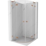 MEXEN/S - Lunar L sprchový kout čtvrtkruh křídlový 90 x 90, transparent, měď kartáčovaná 833L-090L-090P-65-00