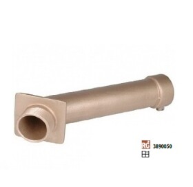 Hugo Lahme průchod stěnou, červený bronz, vnitřní závit 2" x 2", délka 300 mm, úhel 45°, pro keramické bazény