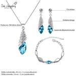 Souprava náhrdelníku, náušnic a náramku Elegance Seablue, Světle modrá 40 cm + 5 cm (prodloužení)