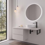 CERANO - Koupelnová skříňka Carole - bílá matná + deska pod umyvadlo Navira Pro - 36 mm + konzole černá - 160x46x51,6 CER-606222