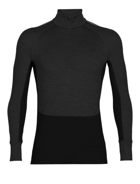 Pánské triko dlouhý rukáv ICEBREAKER Mens ZoneKnit™ 260 LS Half Zip, Jet HTHR/Black/Metro HTHR/Cb velikost: S