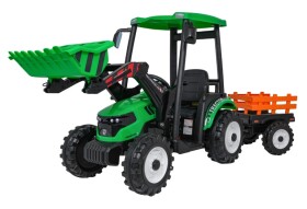 Mamido Dětský elektrický traktor MEGA D68 24V s přívěsem zelený