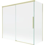MEXEN/S - Rox vanová zástěna 2-křídlová posuvná 170 + 75 x 150, transparent, zlatá kartáčovaná 8C9-170-075-55-00