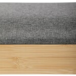 Botník / taburet, police, masiv bambus, přírodní odstín, šedá látka