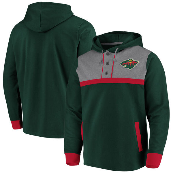 Fanatics Pánská Mikina Minnesota Wild True Classics 3-Button Pullover Hoodie Velikost: