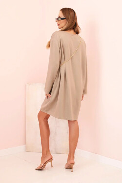 Dámská viskózová sukýnka Plus Size s kabelkou na řetízku tmavě béžová UNI