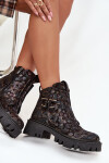 Kožené dámské kotníčkové boty s ozdobou zateplené Artiker 57C2084 Černo-zlaté 38