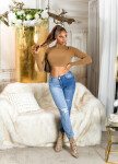 Sexy Highwaist Bi-Color Mom Jeans Použitý vzhled denimblue