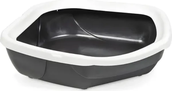 WC Mega Corner otevřené antracit / Toaleta pro kočky / rohová / otevřená / 52 x 59,5 x 14 cm